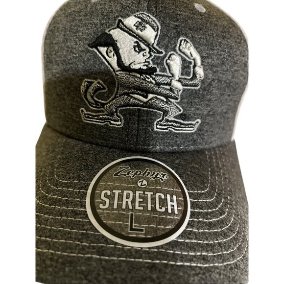 Zephyr NCAA Notre Dame Fighting Irish “Mist” Curved Bill Stretch Fit Hat New L - Picture 2 of 13